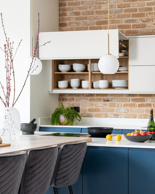 Blue and White Chefs Kitchen modern-kitchen