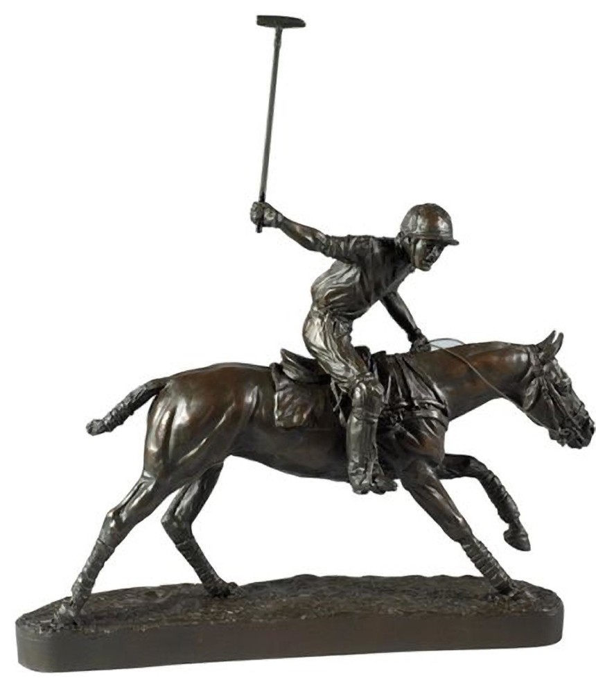 Sculpture Statue By Belden Polo Player Cast Resin Hand-Painted OK