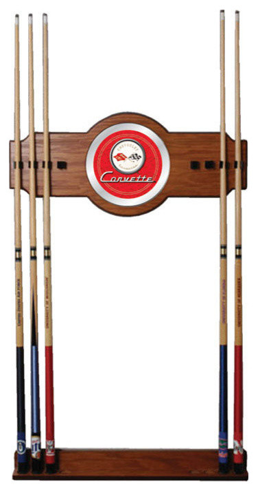 Corvette C1 2 piece Wood and Mirror Wall Cue Rack - Red