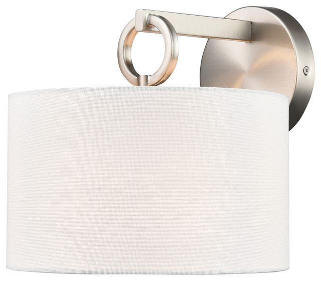 1 Light 9.875 in. Brushed Nickel Sconce - Transitional - Wall Sconces ...