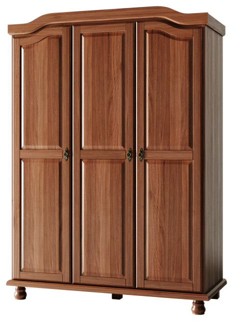 100% Solid Wood Kyle 3-Door Wardrobe, Mocha