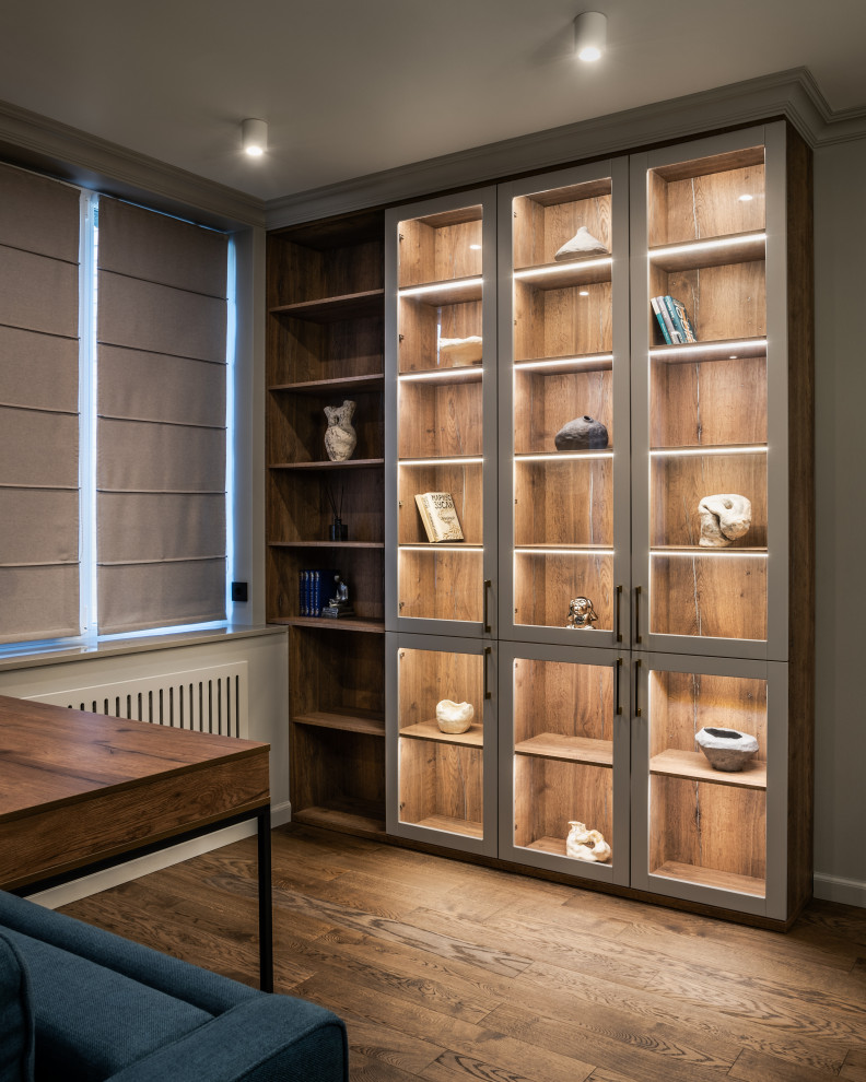 Стеллажи, открытые шкафы, полки с подветкой