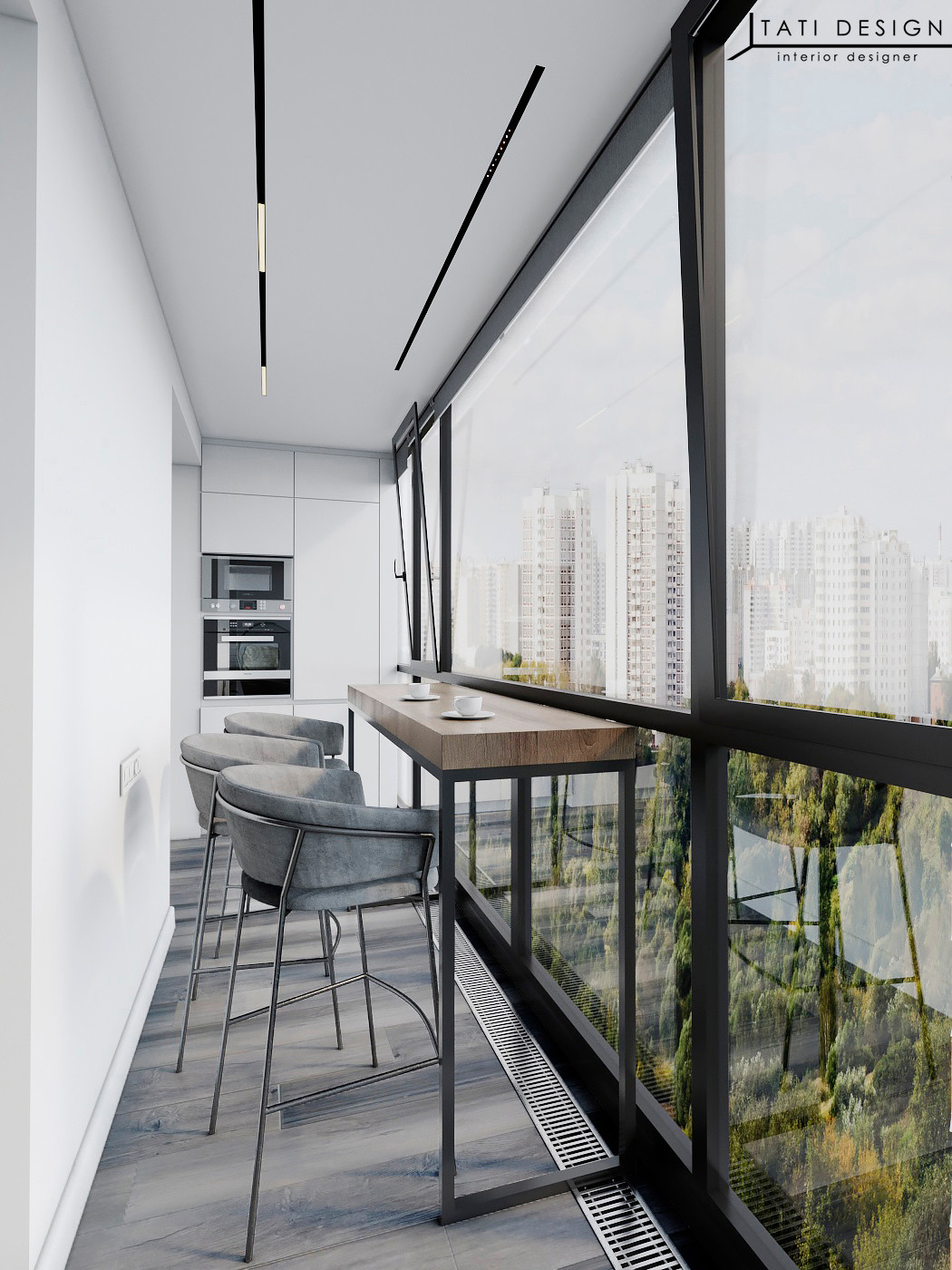 Квартира студия с панорамными окнами.