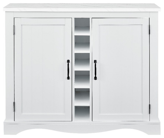 LIVILAND 47 in White Buffet Bar Wine Rack w/ Marbling Pattern