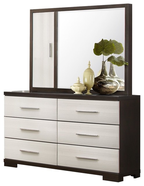 Pearle Retro Modern Dresser Mirror With Storage White And