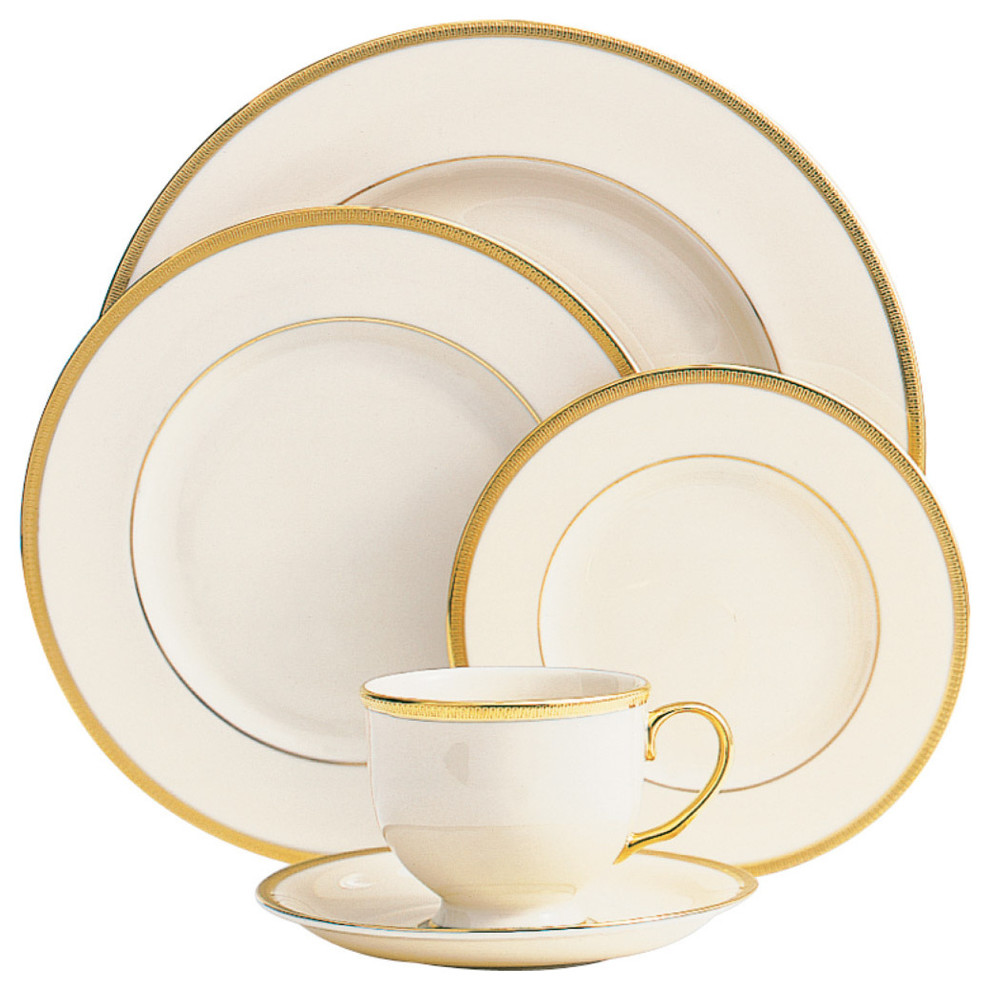 Lenox Tuxedo 5Piece China Setting, Set of 12 Traditional Dinnerware Sets by Unique Gifts
