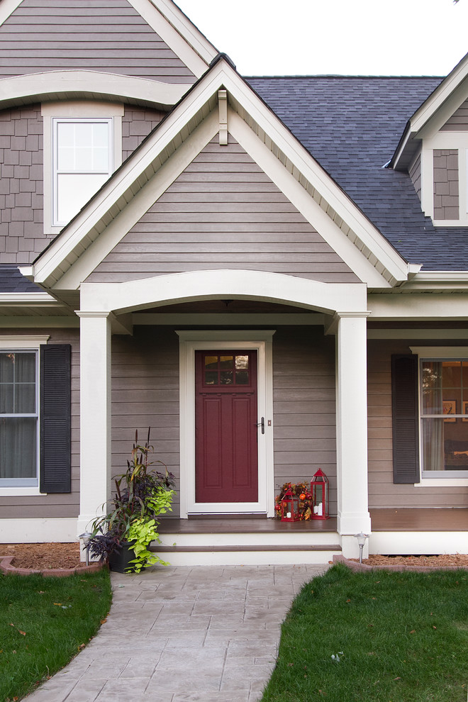 Inspiration for a timeless gray two-story concrete fiberboard exterior home remodel in Minneapolis