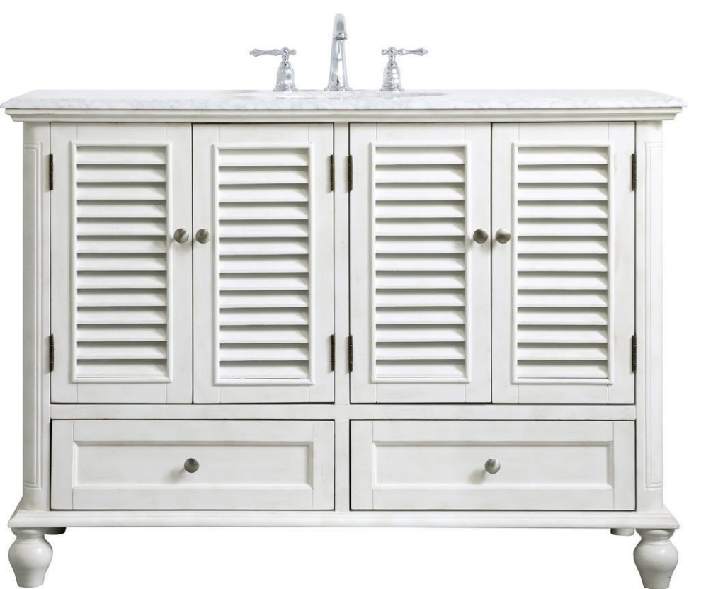 Bathroom Vanity Sink Coastal Beach Single Antique White Brushed Beach Style Bathroom