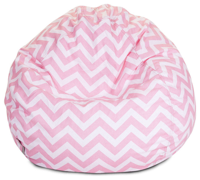 Majestic Home Goods Light Blue Chevron Small Classic Bean Bag, Baby Pink