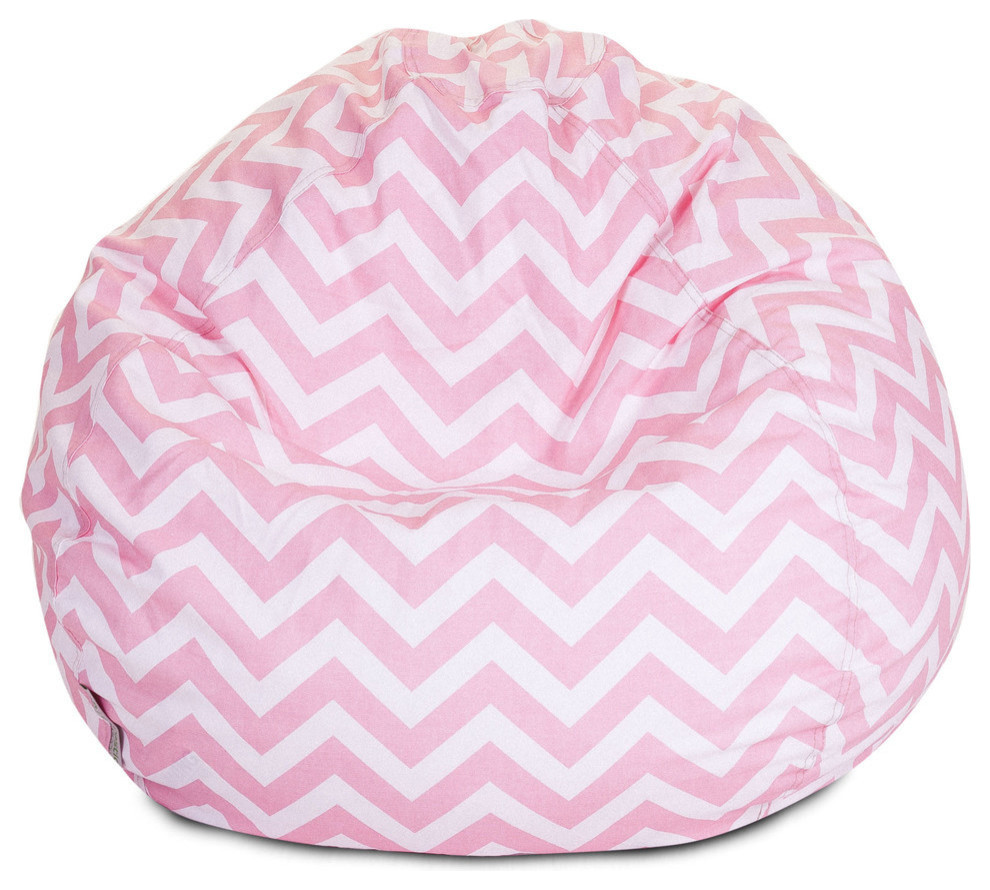 Majestic Home Goods Light Blue Chevron Small Classic Bean Bag, Baby Pink