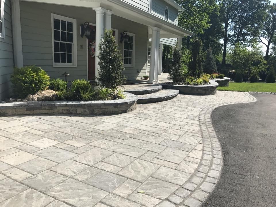 Holmdel NJ: Estate Landscape, Driveway, Walls, Lighting, Sod