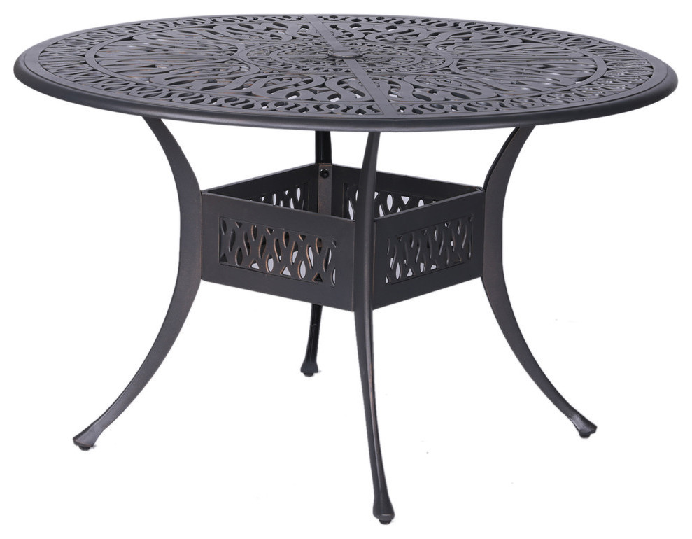 Flamingo 48" Round Dining Table, Aluminum Frame - Traditional - Outdoor ...