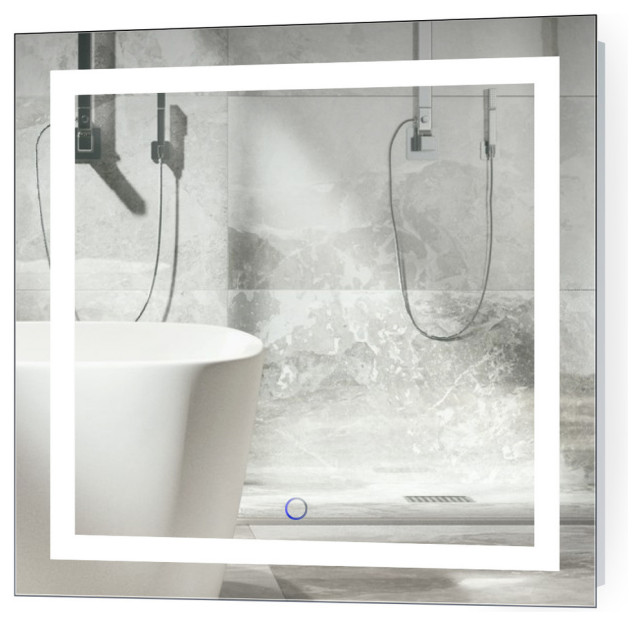 Krugg LED Bathroom Mirror, 24W X 24L Lighted Vanity Mirror - Dimmer & Defogger - Modern ...