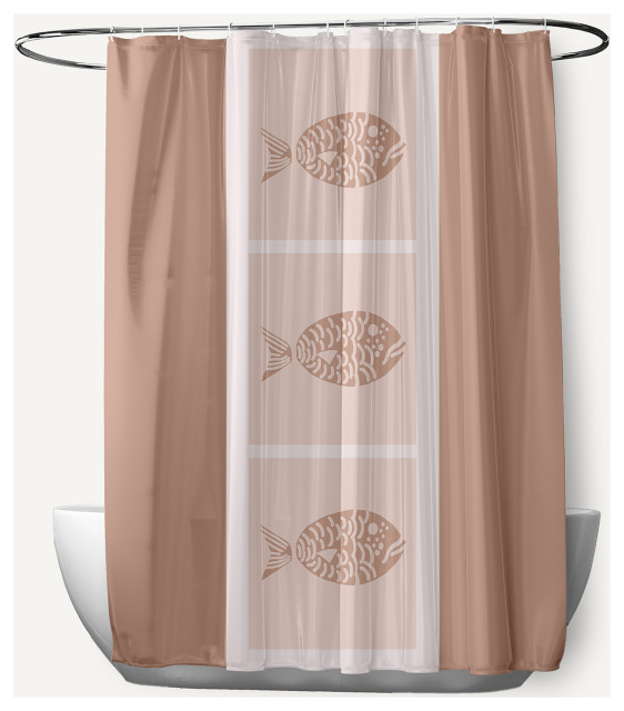 Fish Chips Dusty Smoke 70" w x 73" h Shower Curtain, 70" w x 73" h