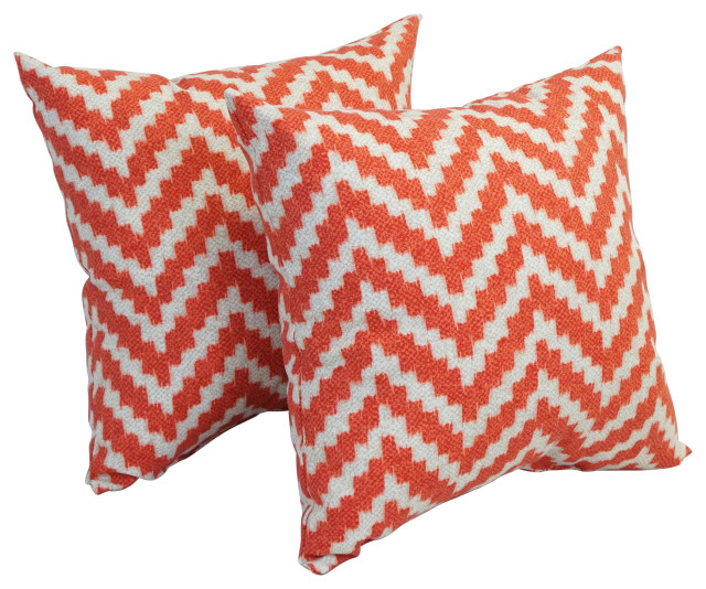 17" Square Polyester Outdoor Throw Pillows, Set of 4, Weiland Persimon