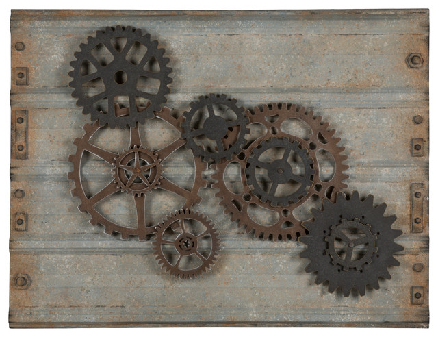 Industrial Metal Wall Art gear wall hanging - industrial - metal wall art -cooper classics Industrial Metal Wall Art gear wall hanging - industrial - metal wall art -cooper classics