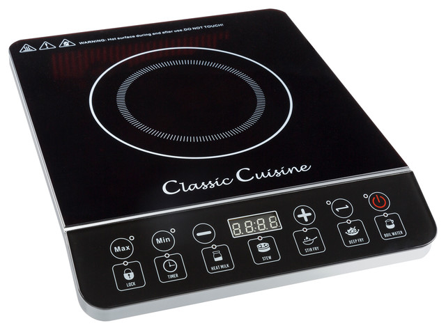 Black one size SPT SR-1884SS Stainless Steel Panel /& Control 1650W Induction Cooktop with Control Knob