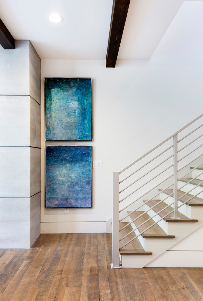 Design ideas for a contemporary wood staircase in Salt Lake City with painted wood risers.