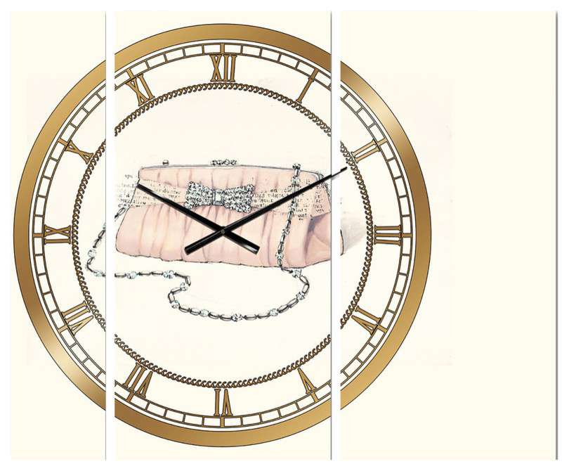 Glamorous Sparkle Purse Ii Glam Multipanel Metal Clock Contemporary