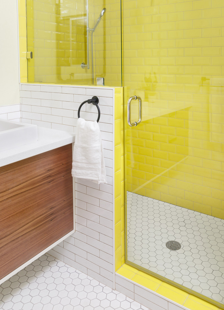 Inspiration for a mid-century modern bathroom remodel in Austin