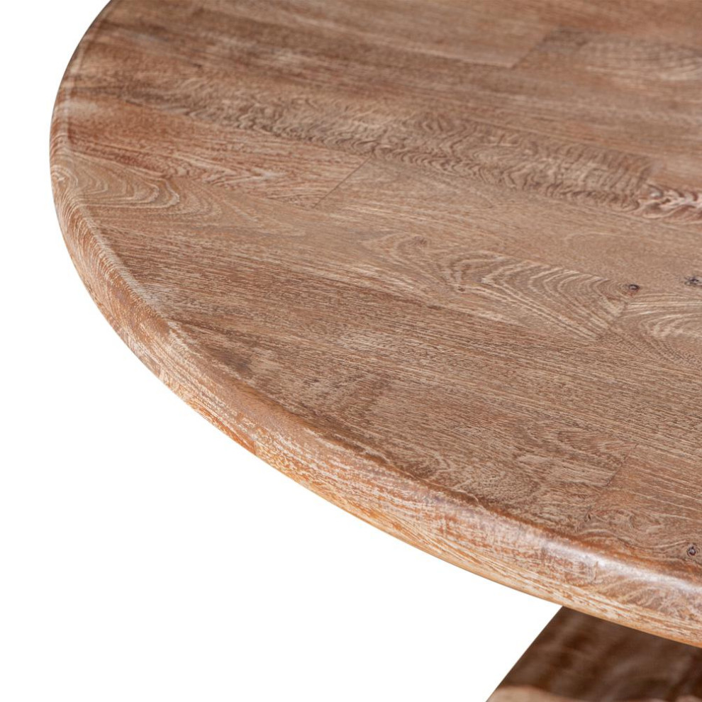 Pengrove 48Inch Round Mango Wood Dining Table in Antique Oak Finish