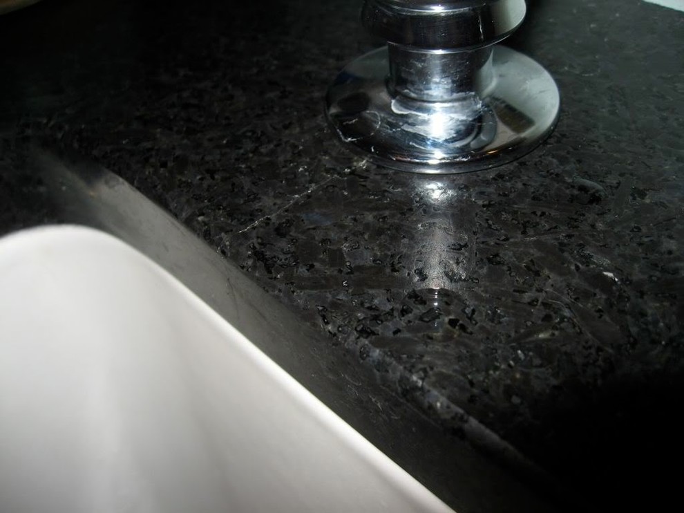 Hairline Crack in Granite in front of soap dispenser