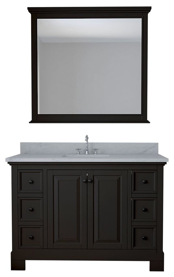 Harrisburg 48" Single Bathroom Vanity, Espresso With Mirror ...