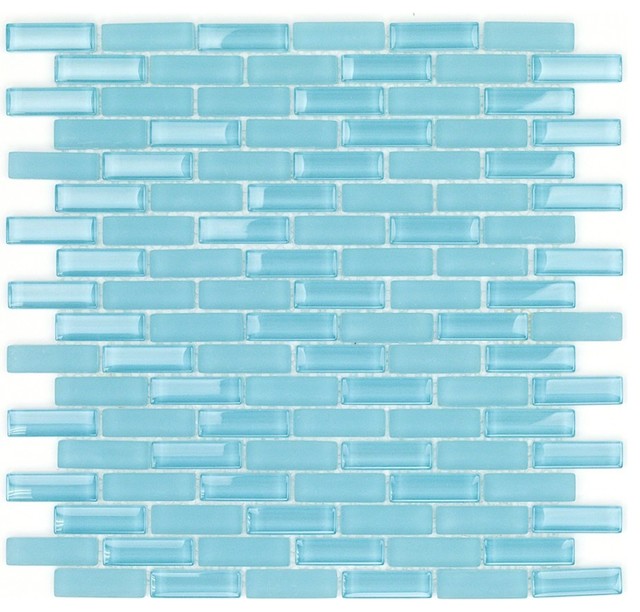 Glass Tile Contemporary Mosaic, Turquoise Glass Tile Bathroom