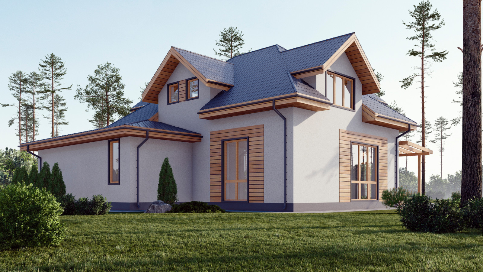 Проект двухэтажного дома в современном европейском стиле.