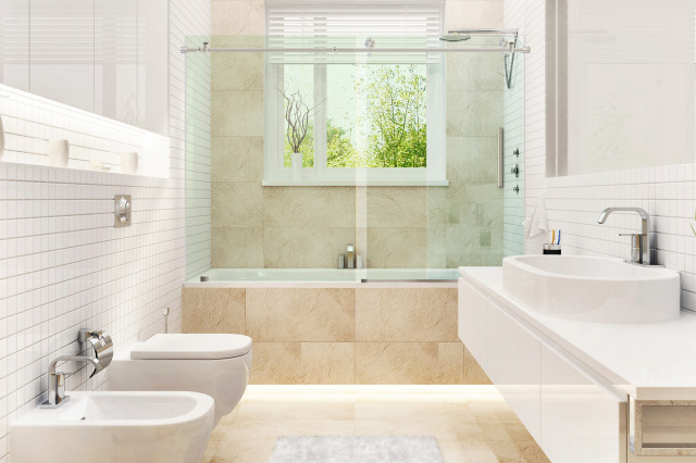 Clear Glass Frame Less Sliding Bath Tub Door 56 60 X 62