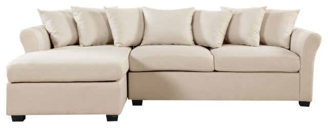 Modern Large Linen Sectional Sofa With Extra Wide Chaise Lounge Transitional Sofas By Sofamania Houzz Modern Large Linen Sectional Sofa With, Large Linen Fabric Sectional Sofa With Left Facing Chaise Lounge