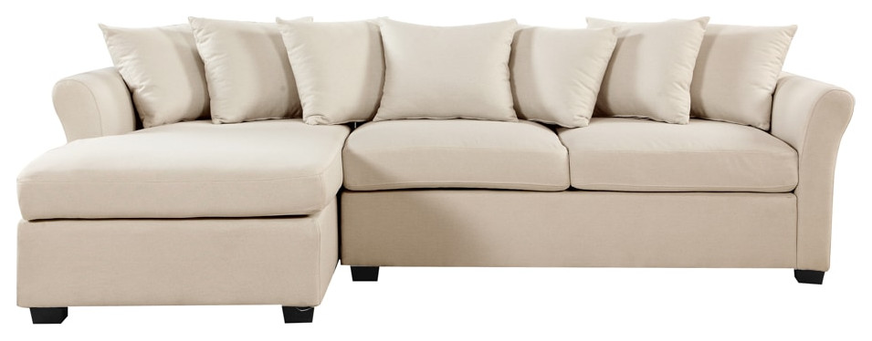 Modern Large Linen Sectional Sofa With, Extra Wide Sofa With Chaise