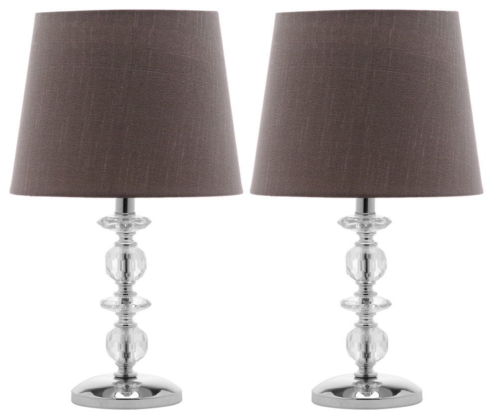Safavieh Derry Stacked Crystal Orb Lamps, Set of 2, Clear/Gray Shade