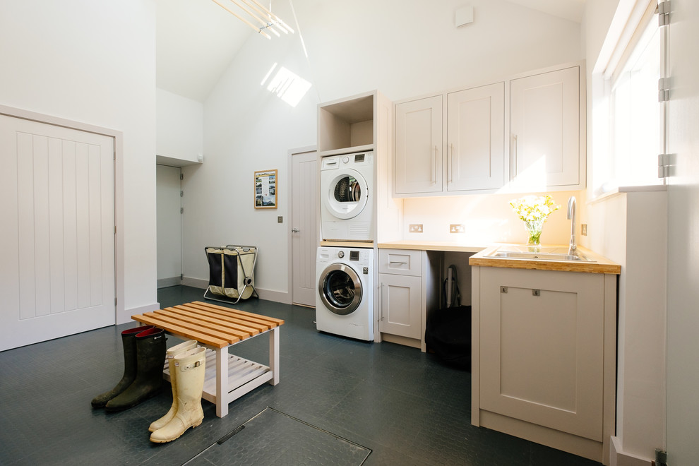 Design ideas for a beach style laundry room in Cornwall.