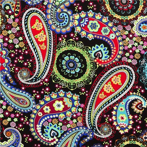 Black Paisley Flower Timeless Treasures Fabric By Black Paisley Flower Timeless Treasures Fabric