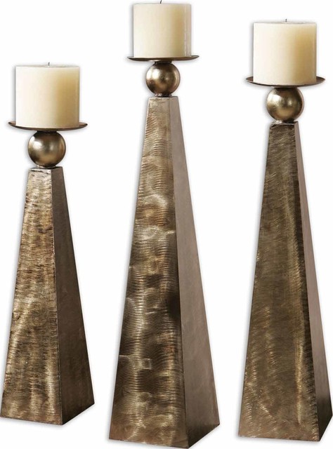 Rustic Bronze Cesano Set of 3 Candle Holders