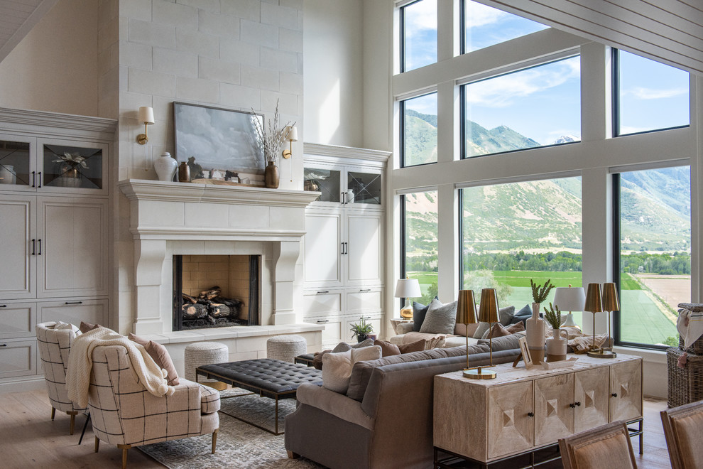 Photo of a transitional loft-style family room in Salt Lake City.