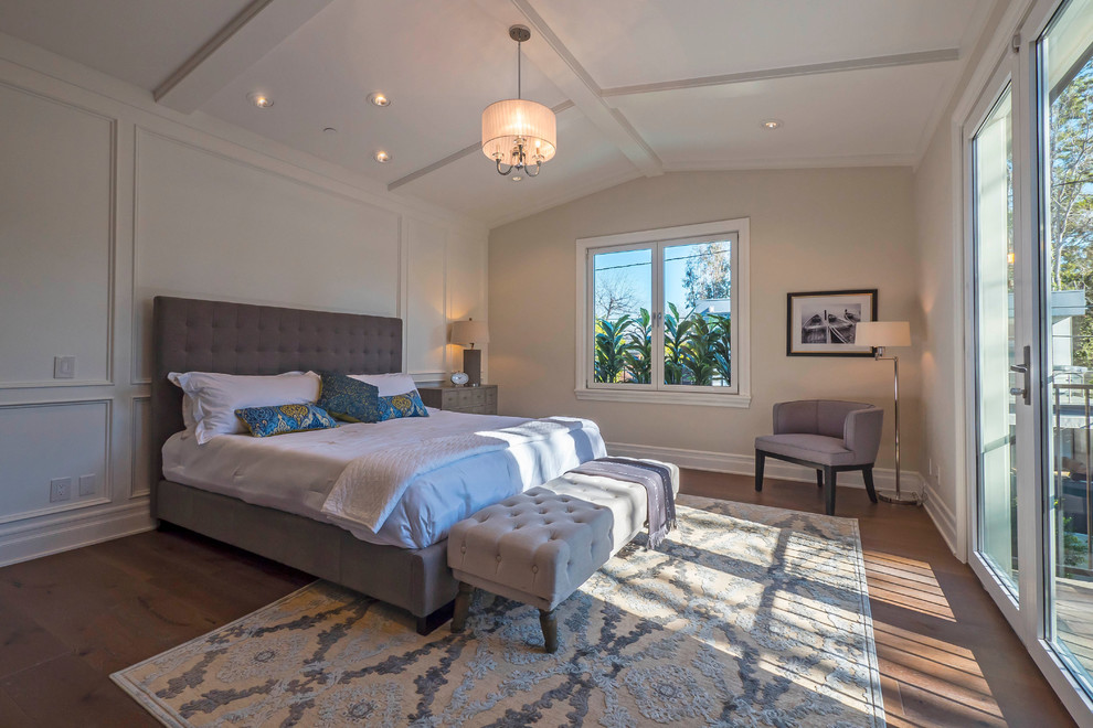 This is an example of a contemporary guest bedroom in Los Angeles with medium hardwood floors.