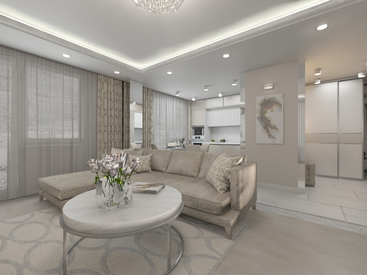 Современный интерьер в светлых тонах