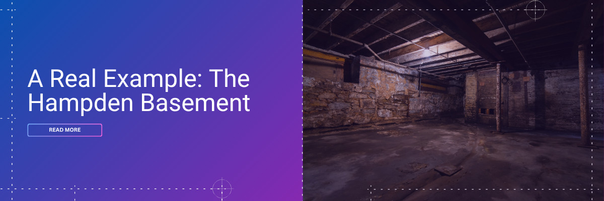 Features an unfinished Baltimore basement showing why professional waterproofing and repairs matter.