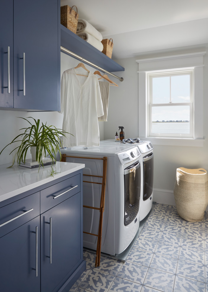 Beach style laundry room in Portland Maine.
