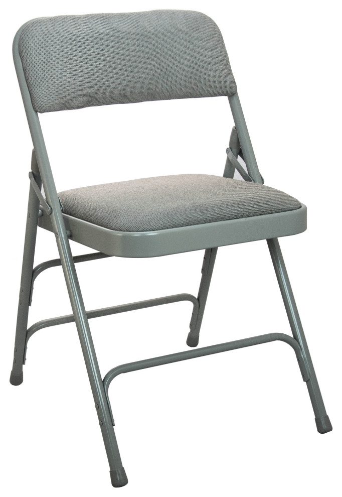 Advantage Padded Metal Folding Chair Fabric Seat, Gray Fabric/Gray Metal