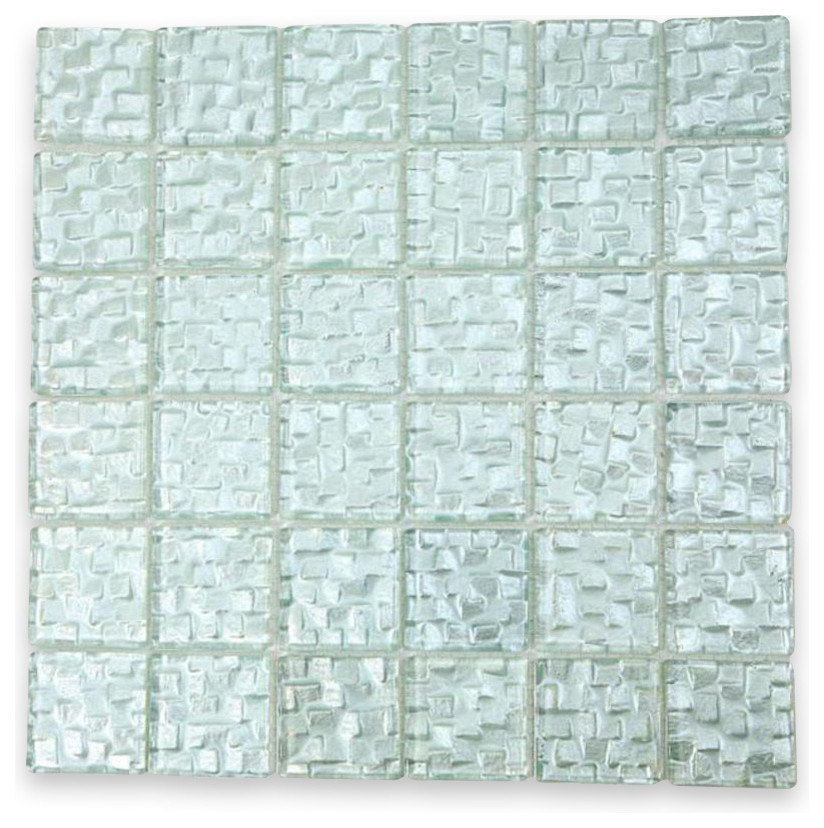 12"x12" Terrene Snow Cap Glass Tile, Single Sheet