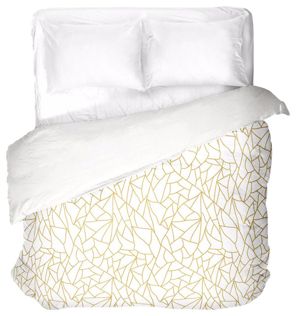 White Gold Abstract Duvet Cover, White And Gold Twin Bedding