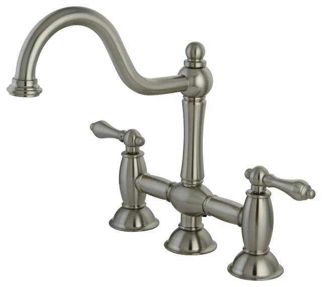 Restoration Kitchen Bridge Faucet Brushed Nickel