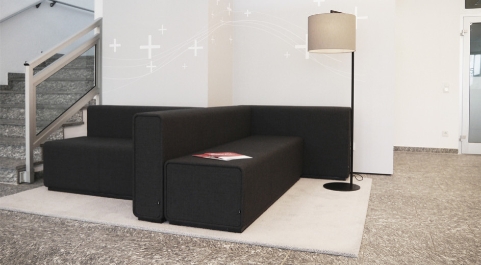 Bobst Eingang Empfang Office Büro Planung Präsentation Umplanung Modernisierung Interior Design NRW Krefeld Meerbusch Architektur Innenarchitektur Gestaltung 3D Beleuchtung Eindruck Theke Sekretariat