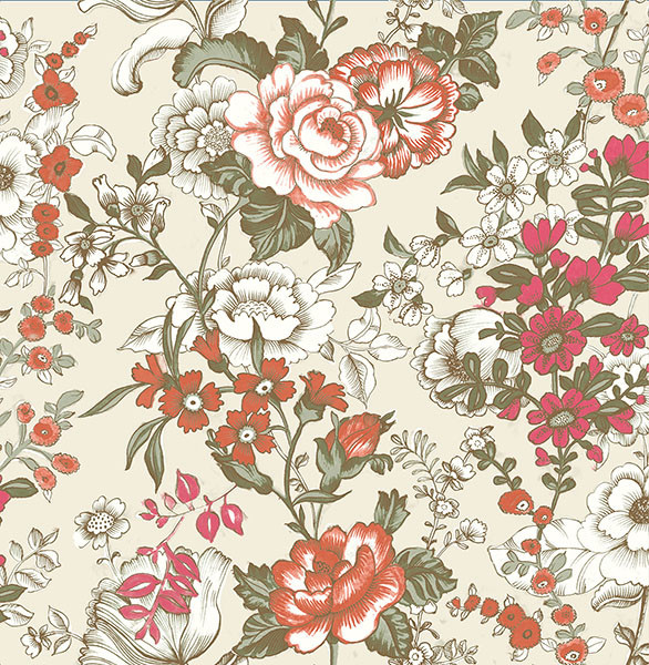 Bohemian Floral Wallpaper - Traditional - Wallpaper - by American Wallpaper & Design