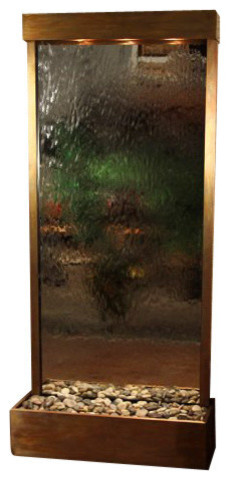 Tranquil River Floor Fountain, Rustic Copper, Mirror