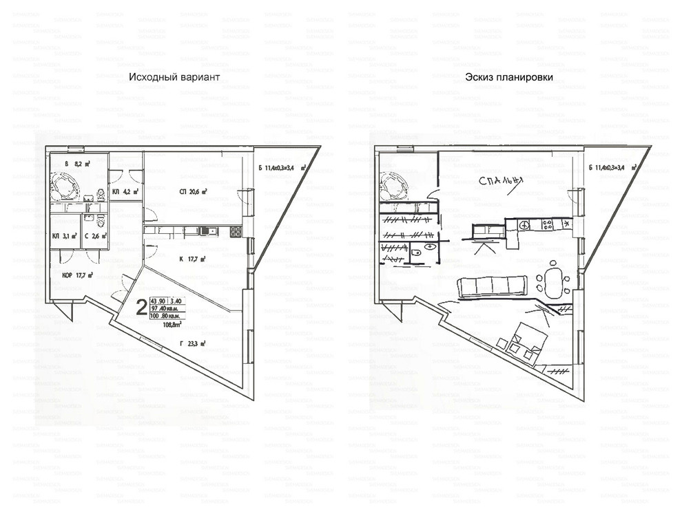Идеи перепланировки для двухкомнатных квартир
