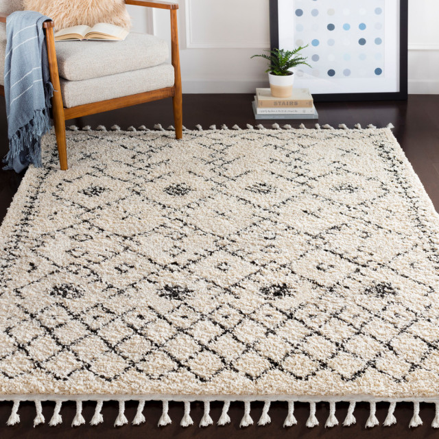 Berber Shag Bohemian Global Charcoal, Beige Area Rug Scandinavian Area Rugs by Surya Houzz